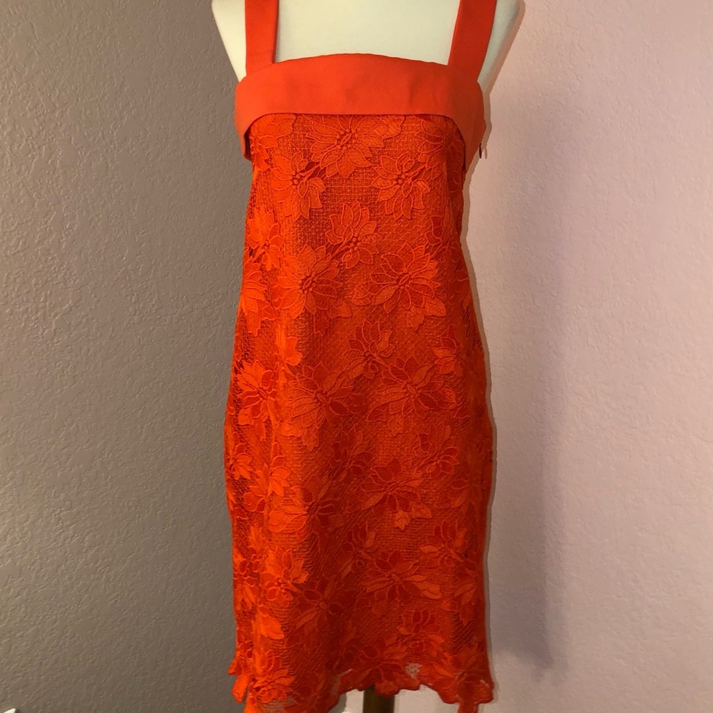 NWT Banana Republic Limited Edition Lined Lace Shift Dress sz 2 Orange Red